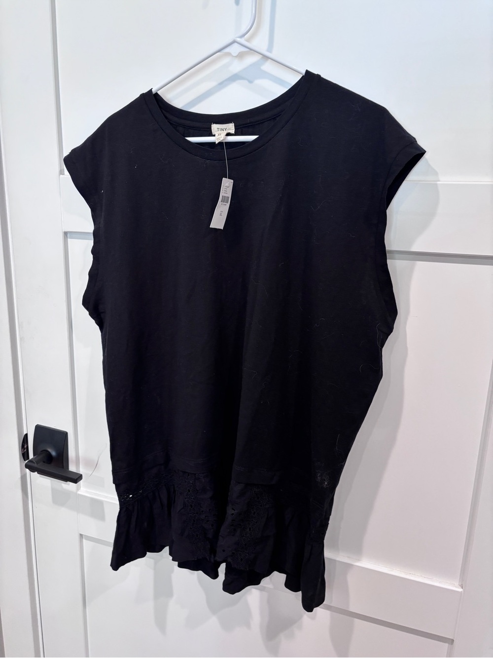 Anthropologie Tiny Black Ruffle-Hem Sleeveless Top NWT size XL